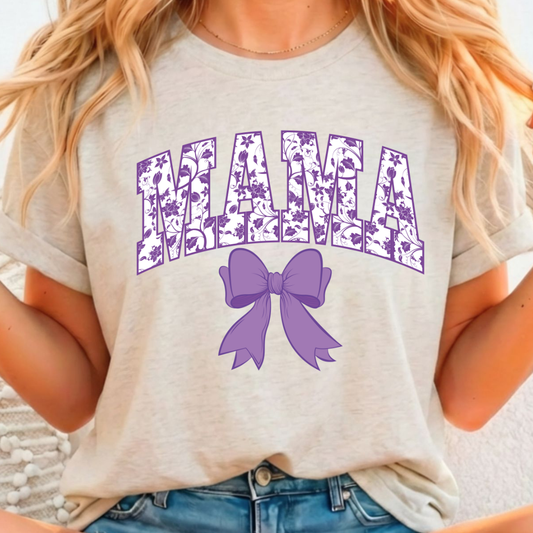 Purple Mama w Bow - Full Color DTF T-Shirt Transfer - 322