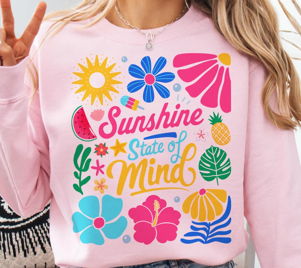 Sun Shine State of Mind Tropical - Full Color DTF T-Shirt Transfer - Adult Size - 212