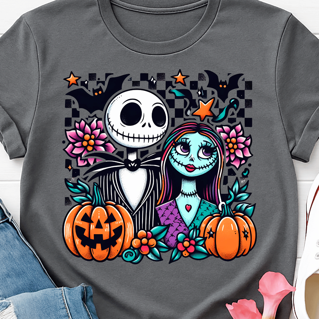 Skeleton Couple Checkered - Full Color DTF T-Shirt Transfer - 755