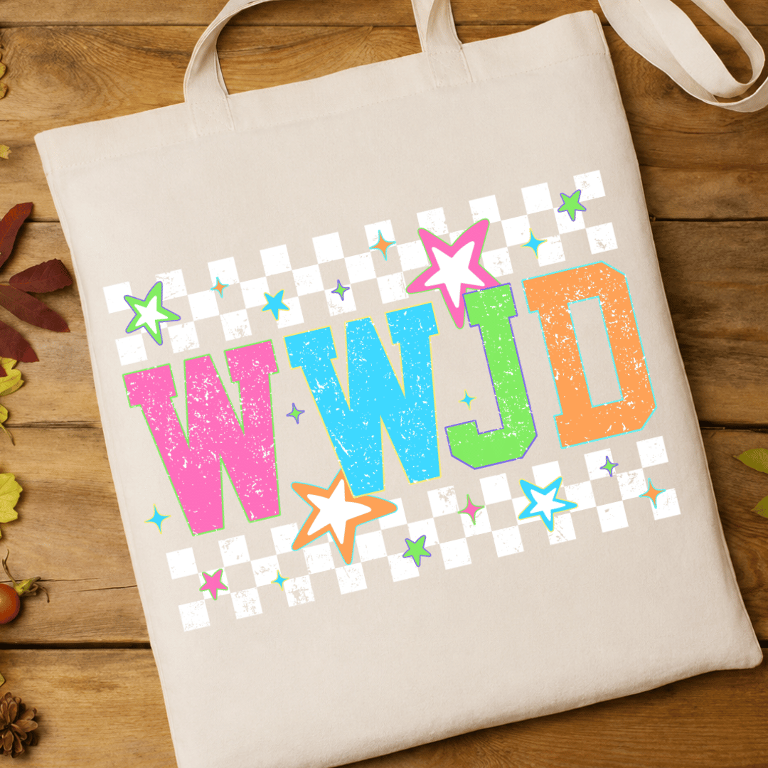 WWJD White Checkered - Full Color DTF T-Shirt Transfer - 753