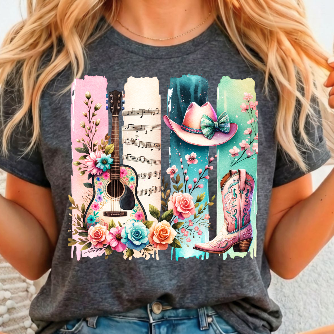 Western Cowgirl Music - Full Color DTF T-Shirt Transfer - 124