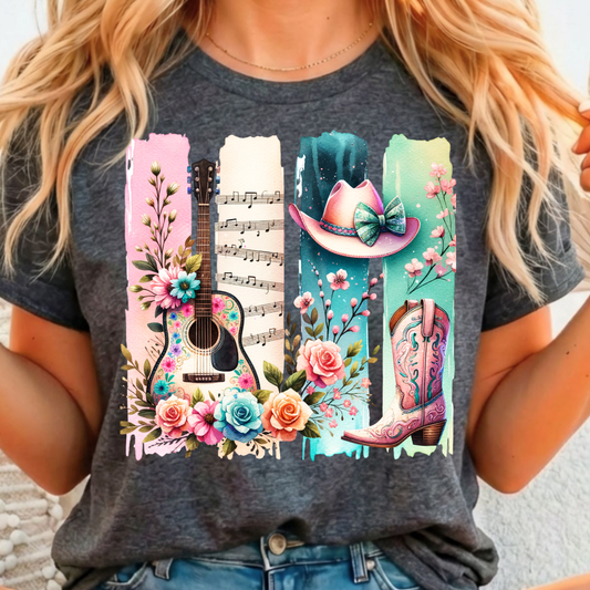 Western Cowgirl Music - Full Color DTF T-Shirt Transfer - 124