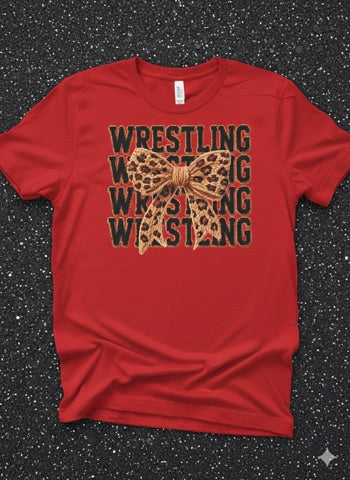 Wrestling Leopard Bow Full Color DTF T-Shirt Transfer - 233