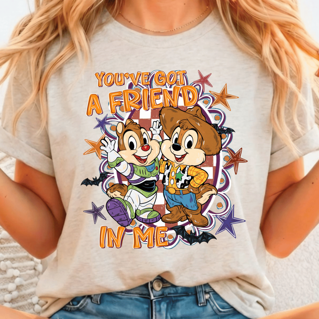 You've Got A Friend In Me Spooky Chip&Dale - Full Color DTF T-Shirt Transfer - 702