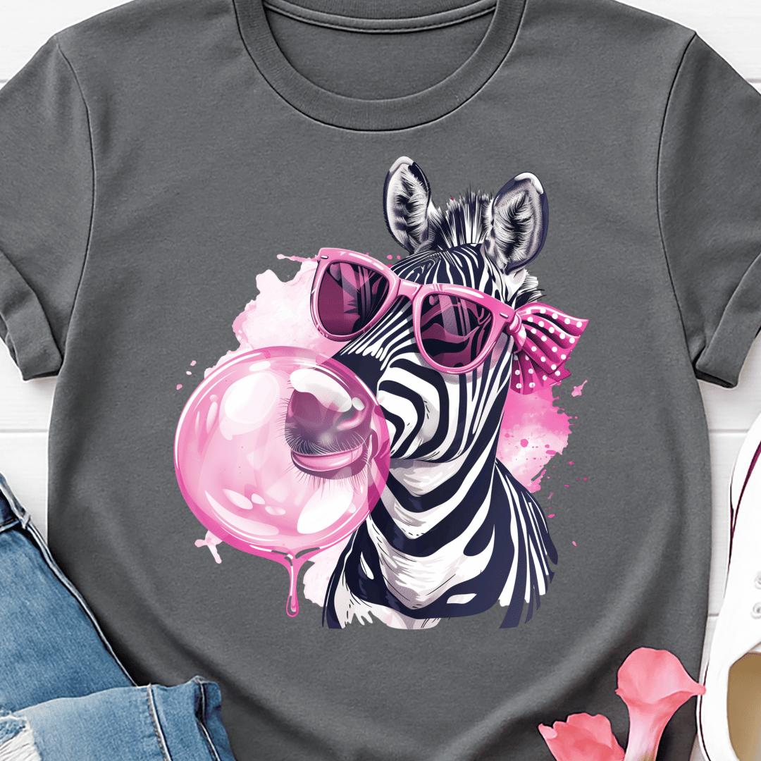 Zebra Bubblegum - Full Color DTF T-Shirt Transfer - 725