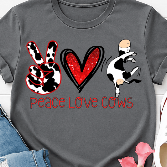 Peace Love Cows - Full Color DTF T-Shirt Transfer - 45